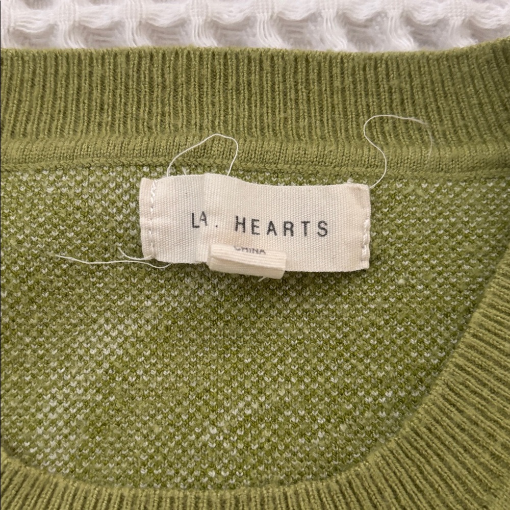 LA HEARTS S Green and White Patterned Knit Top - Picture 3 of 3